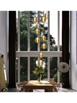 Pendelleuchte 10-flammige G9 in rauchgrau Glas und Kristall L41cm x H215cm