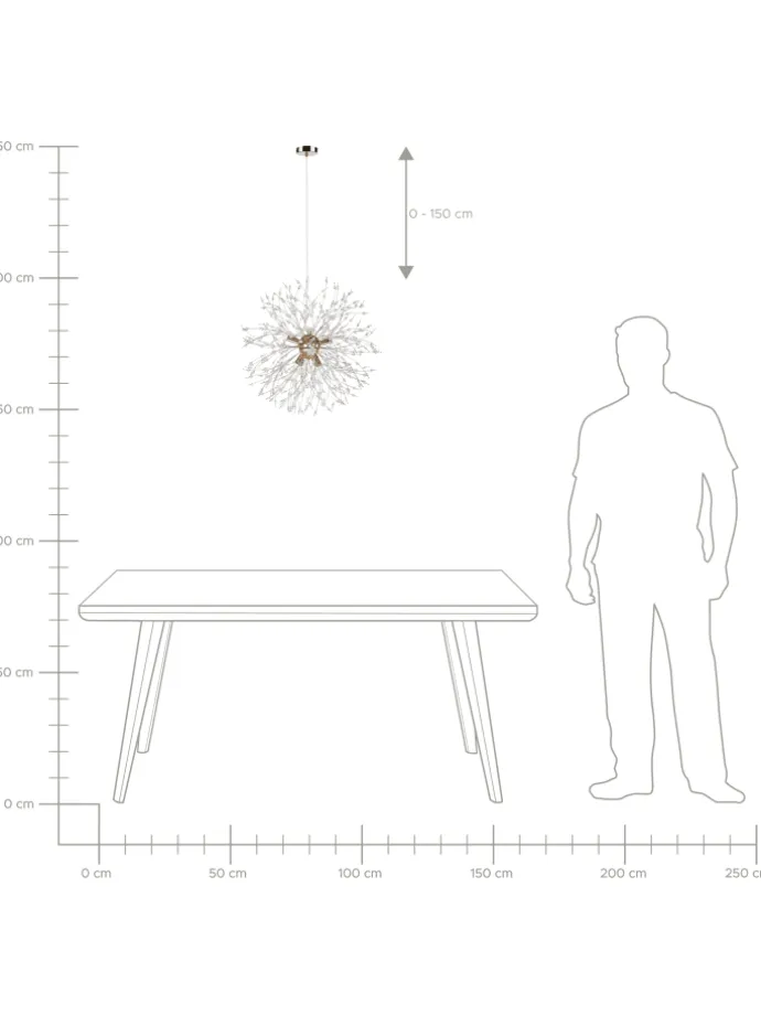 Pendelleuchten TOROLA in Gold/Transparent - (W) 56 x (H) 192 x (L) 56 cm