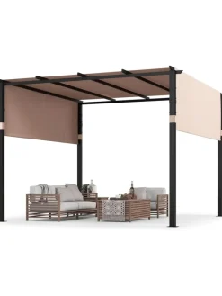 Pergola mit 2 verstellbaren Dächern in Beige