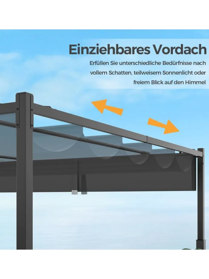 Pergola mit Schiebedach 3,1x3,1m in Grau