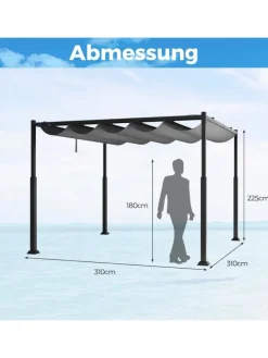 Pergola mit Schiebedach 3,1x3,1m in Grau
