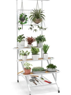 Pflanzenständer mit Rankgitter 175cm in Weiß