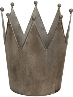 Pflanzkübel ''Krone'' in Grau - (H)23,5 x Ø 23 cm