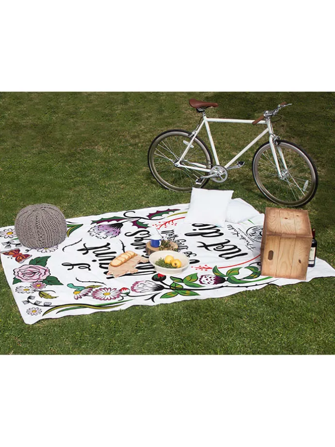 Picknickdecke "Frida Flowers" in Weiß/ Bunt - (L)170 x (B)140 cm