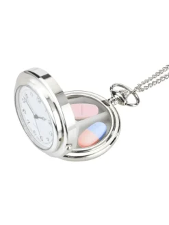 Pillendose-Taschenuhr in Silber - (L)84,5 cm