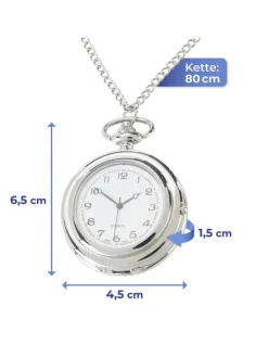 Pillendose-Taschenuhr in Silber - (L)84,5 cm