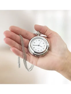 Pillendose-Taschenuhr in Silber - (L)84,5 cm