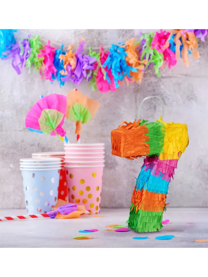 Pinata "Zahl 7" in Bunt