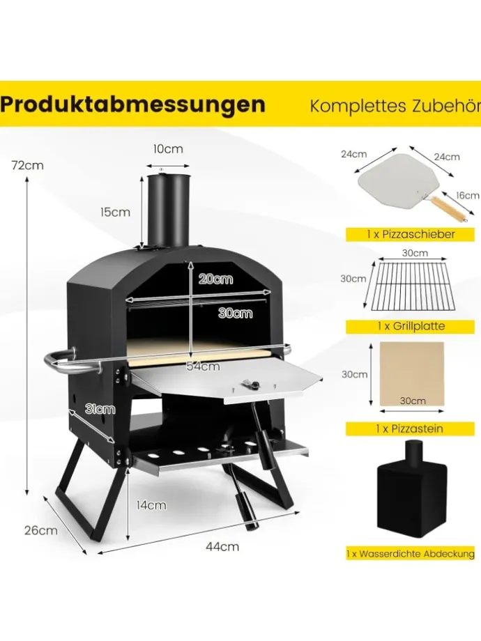 Pizzaofen Outdoor in Schwarz