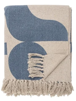 Plaid "Agno" in Blau/ Beige - (L)160 x (B)130 cm