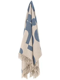 Plaid "Agno" in Blau/ Beige - (L)160 x (B)130 cm