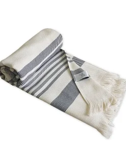 Plaid "Boho Living - Streifen" in Anthrazit/ Weiß