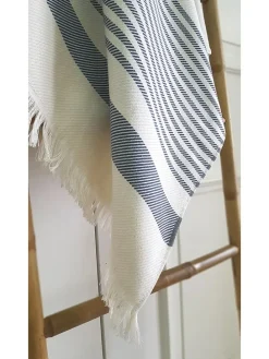 Plaid "Boho Living - Streifen" in Anthrazit/ Weiß