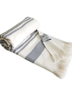 Plaid "Boho Living - Zick Zack" in Anthrazit/ Weiß