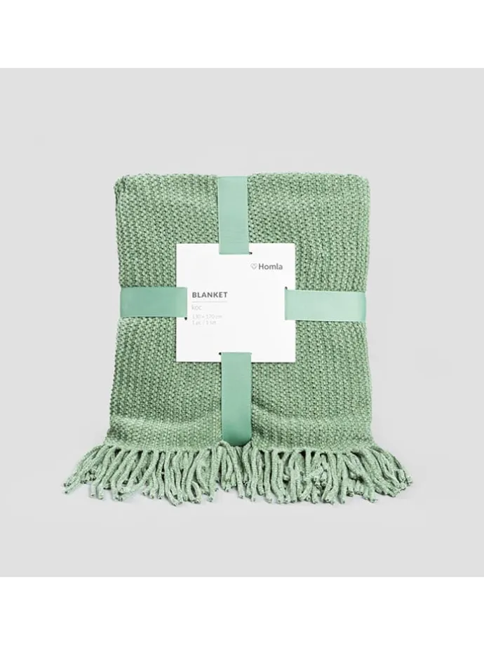 Plaid "Chenille" in Hellgrün - (L)170 x (B)130 cm