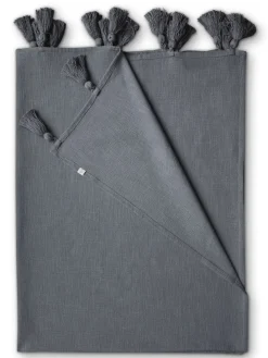 Plaid "Funny Frays" in Anthrazit - (L)170 x (B)130 cm