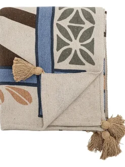 Plaid "Rudaur" in Blau/ Creme - (L)160 x (B)130 cm