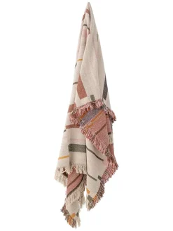 Plaid "Toscana" in Creme/ Rosa - (L)160 x (B)130 cm
