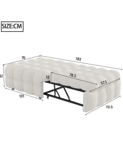 Polsterbett in Beige mit ausziehbarer Schlaffunktion und Teddy-Stoff