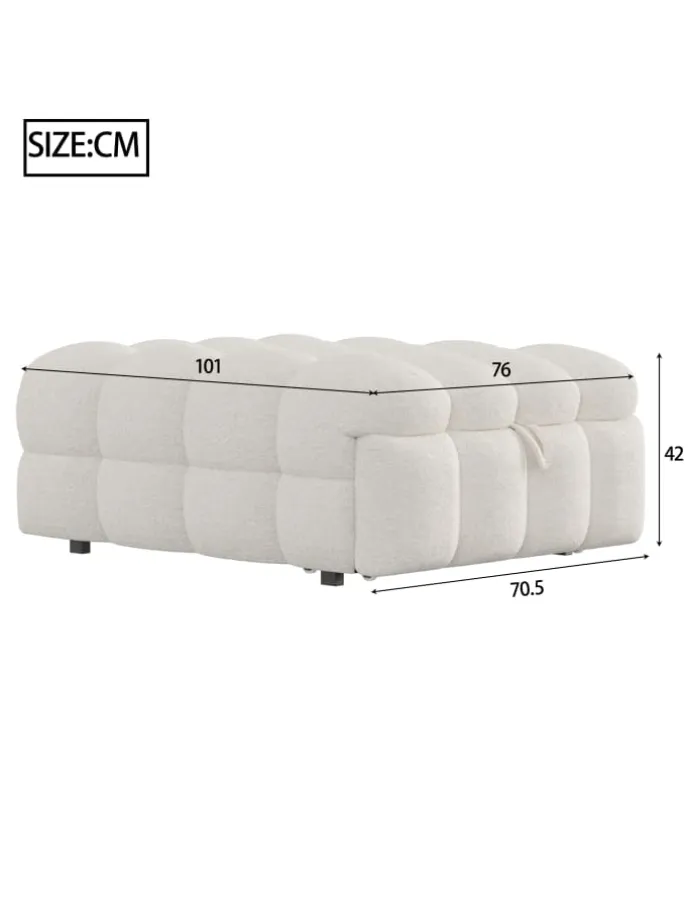 Polsterbett in Beige mit ausziehbarer Schlaffunktion und Teddy-Stoff