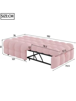 Polsterbett in Rosa mit ausziehbarer Schlaffunktion und Teddy-Stoff