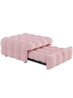 Polsterbett in Rosa mit ausziehbarer Schlaffunktion und Teddy-Stoff