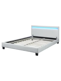 Polsterbett Paris Kunstleder mit LED in Weiß (B)140cm