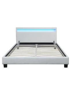 Polsterbett Paris Kunstleder mit LED in Weiß (B)140cm