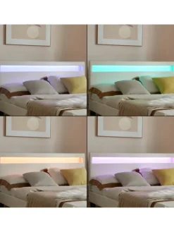 Polsterbett Paris Kunstleder mit LED in Weiß (B)140cm