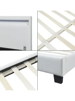 Polsterbett Paris Kunstleder mit LED in Weiß (B)140cm