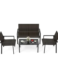 Polyrattan Gartenmöbel 4-tlg Set in Braun