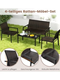 Polyrattan Gartenmöbel 4-tlg Set in Braun