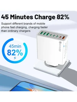 8-Port-Netzadapter in Weiß
