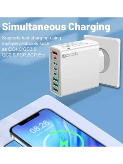 8-Port-Netzadapter in Weiß