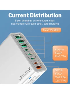 8-Port-Netzadapter in Weiß