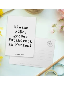 Postkarte Kind Fußabdruck mit Spruch in Weiß
