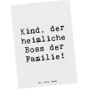 Postkarte Kind Heimliche Führungskraft mit Spruch in Weiß