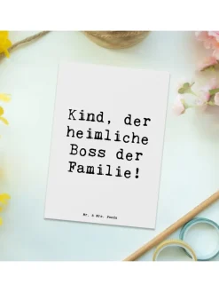 Postkarte Kind Heimliche Führungskraft mit Spruch in Weiß