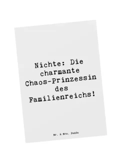 Postkarte Nichte Chaos-Prinzessin mit Spruch in Weiß
