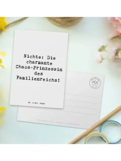 Postkarte Nichte Chaos-Prinzessin mit Spruch in Weiß
