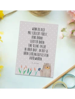 Postkarte Otter Stein mit Spruch in Grau Pastell