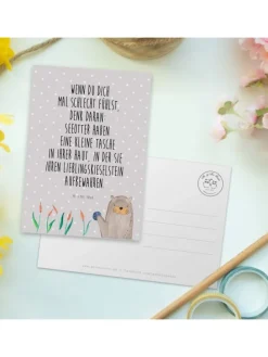 Postkarte Otter Stein mit Spruch in Grau Pastell