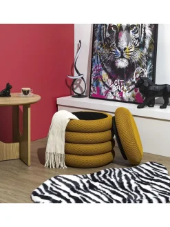 Pouf ''Atome'' in Ocker - (H)44 x Ø 38 cm