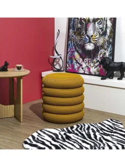 Pouf ''Atome'' in Ocker - (H)44 x Ø 38 cm