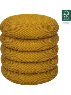 Pouf ''Atome'' in Ocker - (H)44 x Ø 38 cm