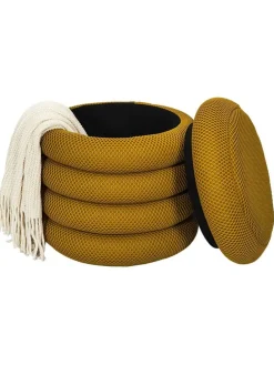 Pouf ''Atome'' in Ocker - (H)44 x Ø 38 cm