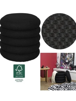 Pouf ''Atome'' in Schwarz - (H)44 x Ø 38 cm