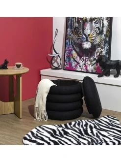 Pouf ''Atome'' in Schwarz - (H)44 x Ø 38 cm