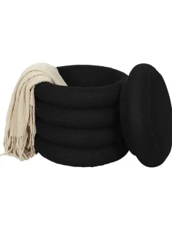Pouf ''Atome'' in Schwarz - (H)44 x Ø 38 cm