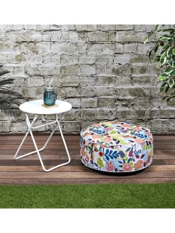 Pouf "Gonflable" in Weiß/ Bunt - (H)25 x Ø 55 cm